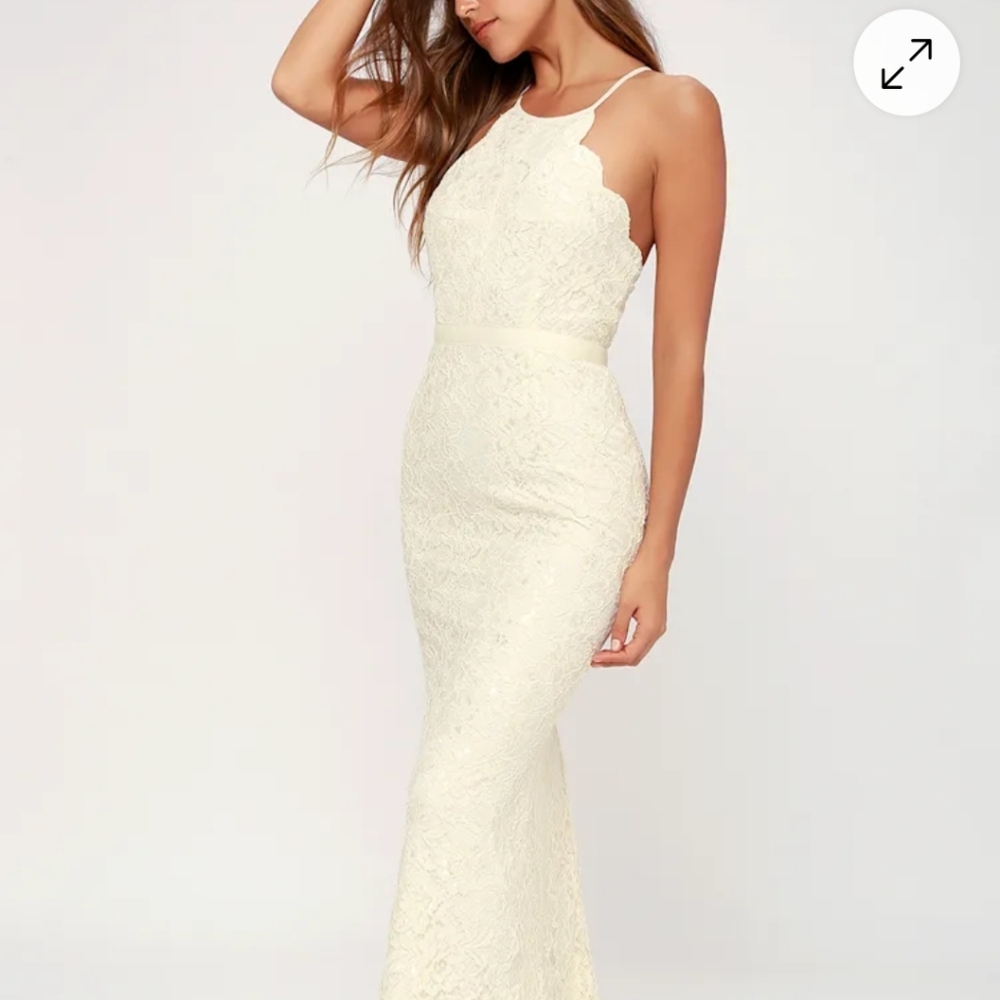 Lulu's Ivory Lace Maxi Dress
